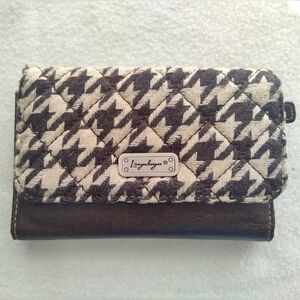Longaberger Brown Houndstooth Folding Wallet